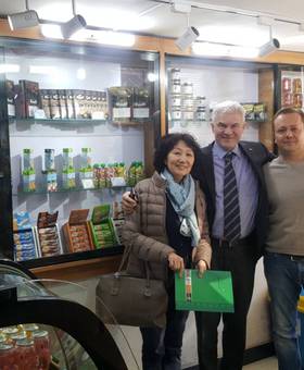 The hungarian Ambassador supervising the Htcc shop in Mongolia